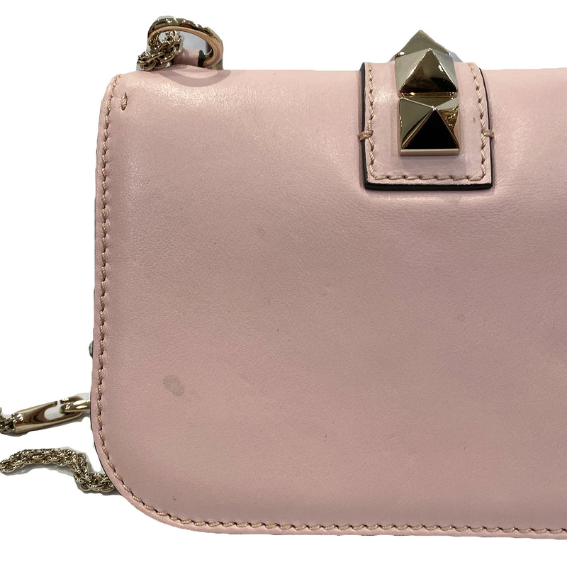 Valentino Rockstud Small Glam Lock Powder Pink Shoulder Bag 
