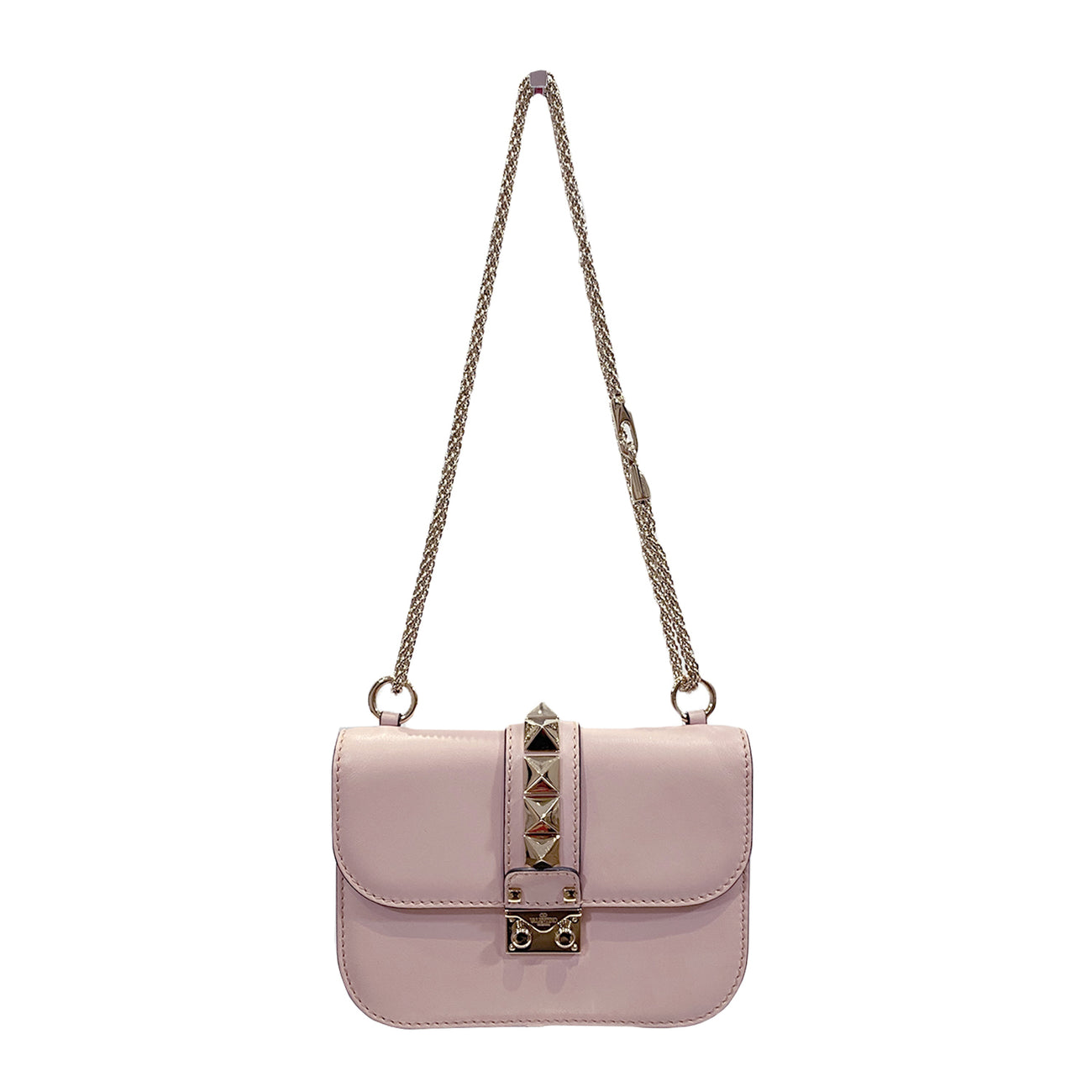 tredobbelt Tjen personificering VALENTINO Rockstud Small Glam Lock Powder Pink Shoulder Bag – Loop  Generation