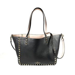 second hand Valentino rockstud reversible black and blush tote 