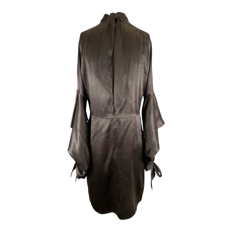 pre-loved VANESSA BRUNO grey and brown silk mini dress | Size FR38