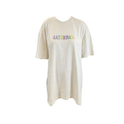 pre-loved Vetements saturday logo ecru cotton t-shirt | size M