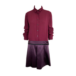pre-owned Victoria Beckham burgundy viscose dress | Size UK10