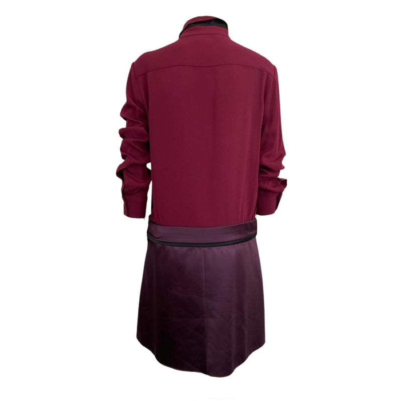 second-hand Victoria Beckham burgundy viscose dress | Size UK10
