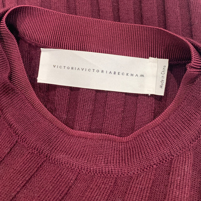 Victoria by Victoria Beckham burgundy ribbed knitted top