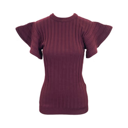 Victoria by Victoria Beckham burgundy ribbed knitted top