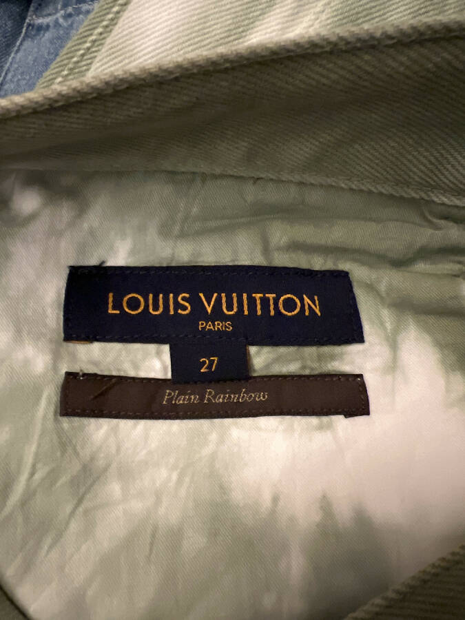 Louis Vuitton men’s white and green tie-dye flared jeans