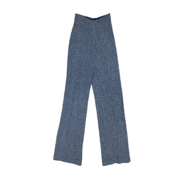 pre-loved Emilia Wickstead blue tweed palazzo trousers | Size 10UK