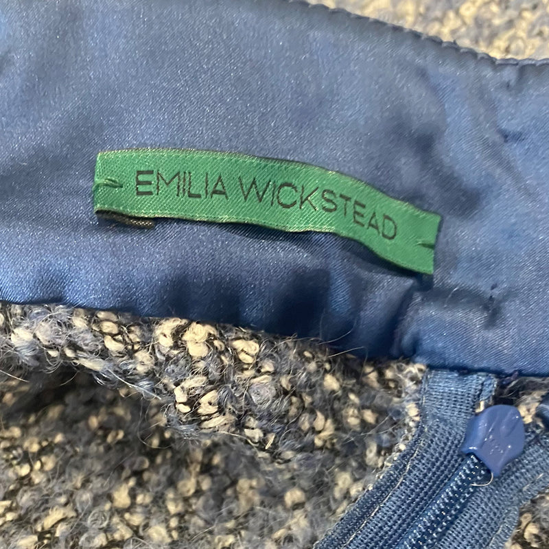 Emilia Wickstead blue tweed palazzo trousers