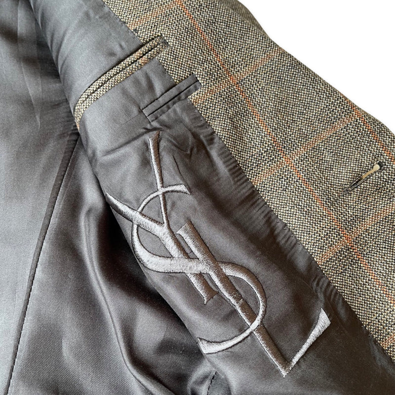 Yves Saint Laurent brown check cashmere jacket