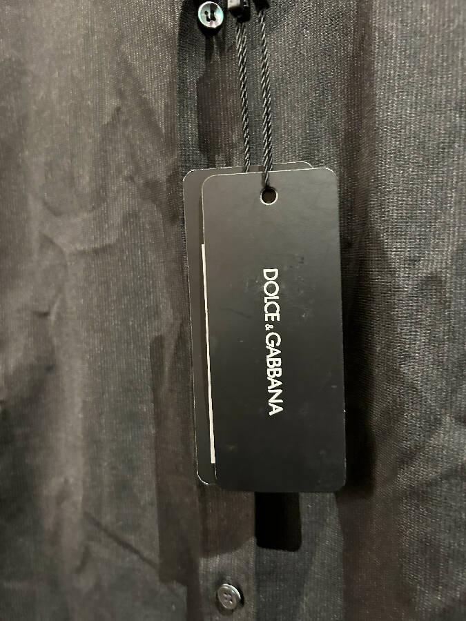Dolce&Gabbana men's black wool long-sleeved shirt