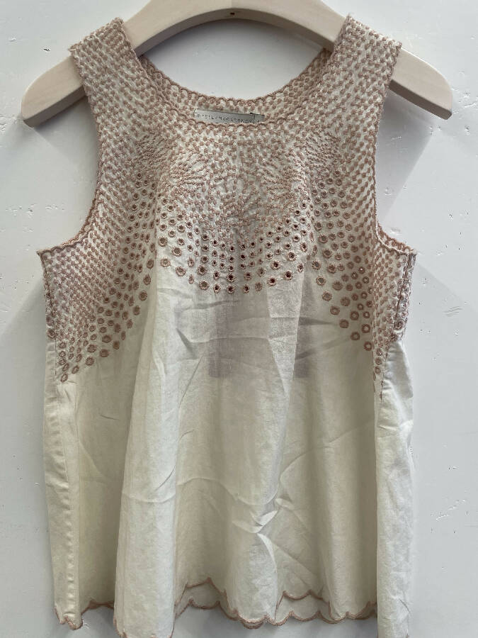 Stella McCartney girl's cream and light pink top with scalloped hems